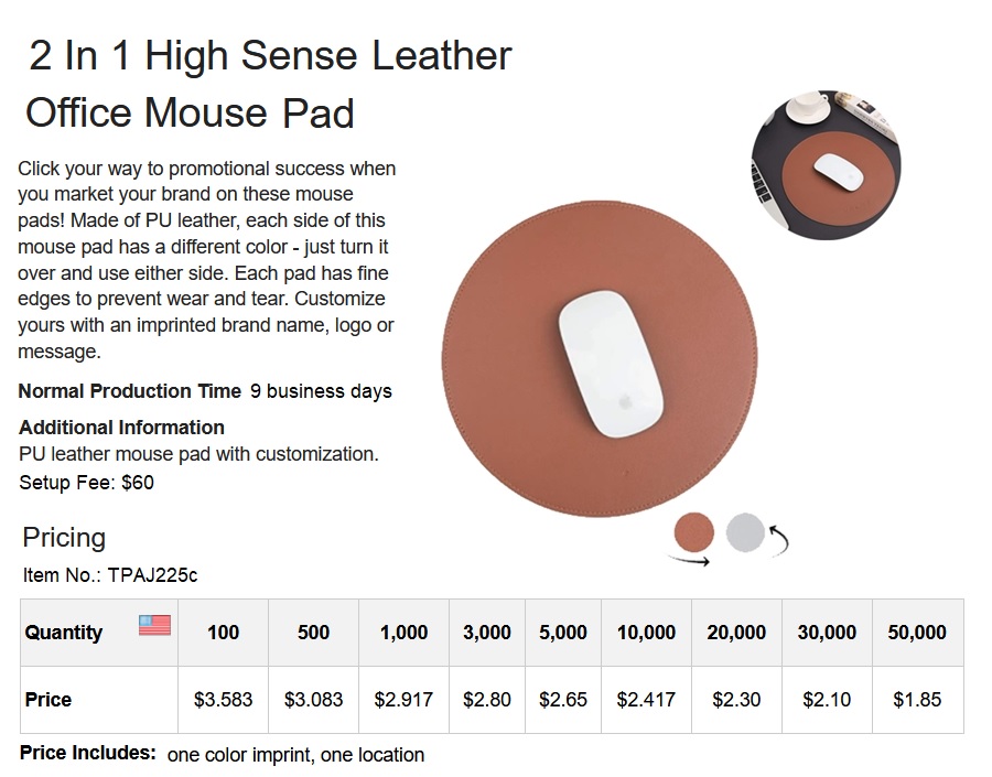Round Leather Mouse Pad Round Leather Mouse Pad